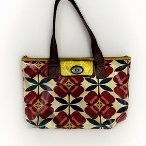 Fossil Keyper‎ Shoulder Bag Womens Multicolor Floral Coated Canvas Double Handle
